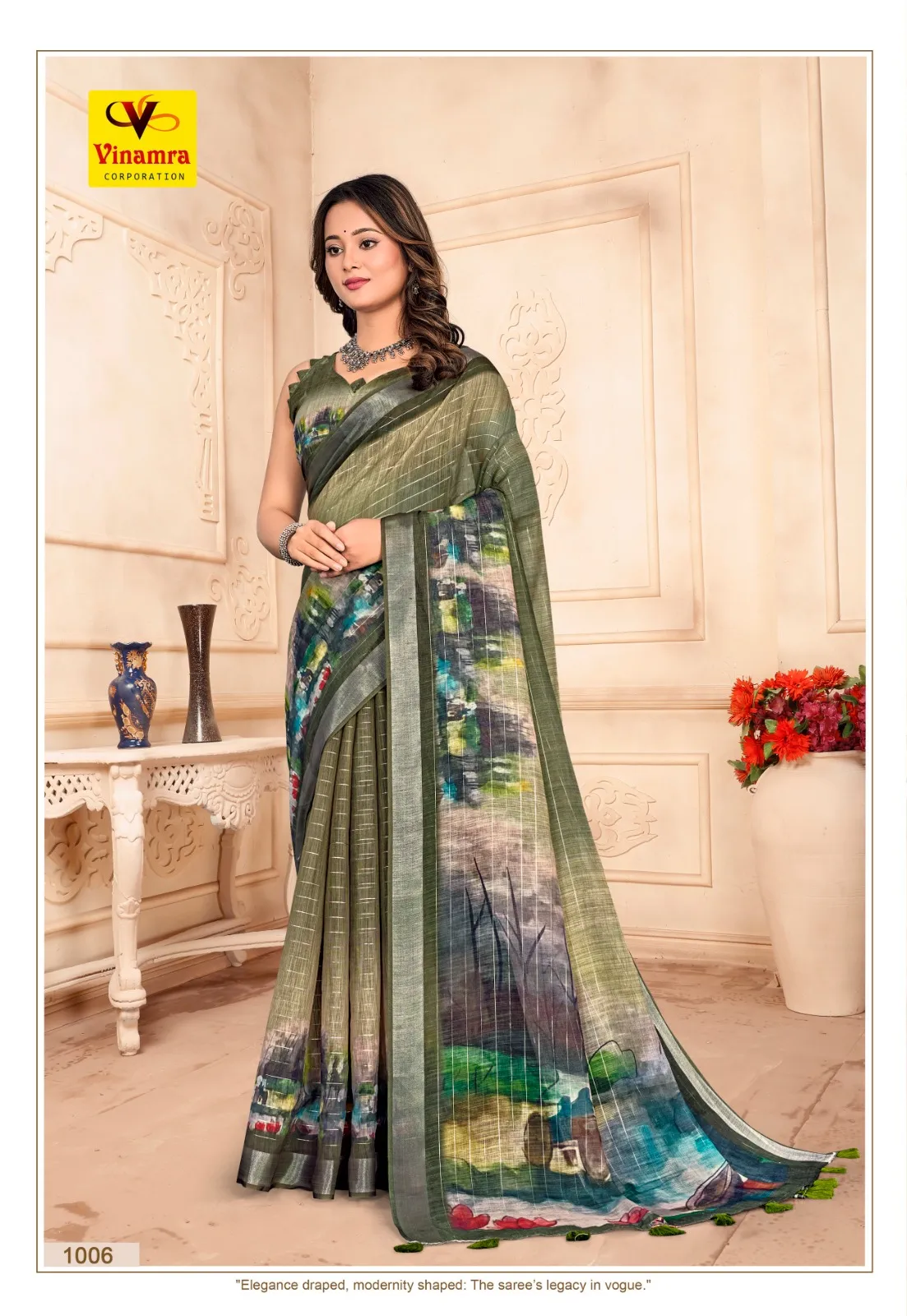 Buy Lilen Material Saree in Surat - Reseller Bazzar